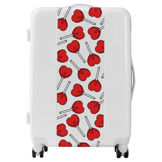Red Lollipops, Heart Lollipops, Lollipop Pattern Luggage (Front)