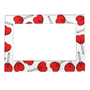 Red Lollipops, Heart Lollipops, Lollipop Pattern Magnetic Frame