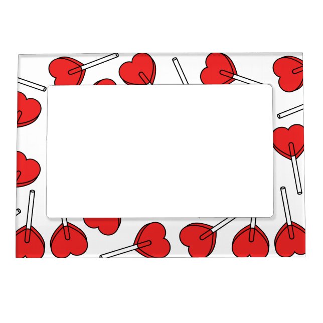 Red Lollipops, Heart Lollipops, Lollipop Pattern Magnetic Frame (Front)