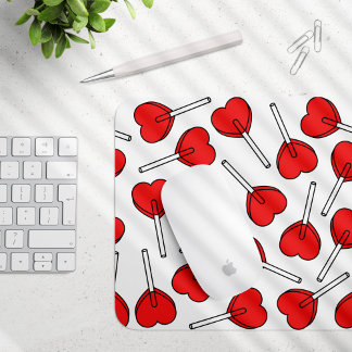 Red Lollipops, Heart Lollipops, Lollipop Pattern Mouse Pad