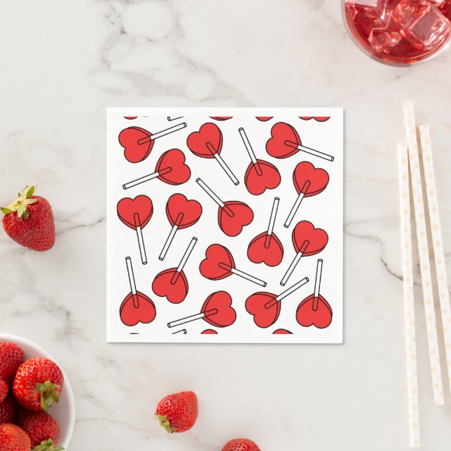 Red Lollipops, Heart Lollipops, Lollipop Pattern Napkins (Insitu)