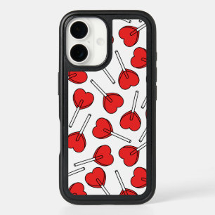 Red Lollipops, Heart Lollipops, Lollipop Pattern iPhone 16 Case