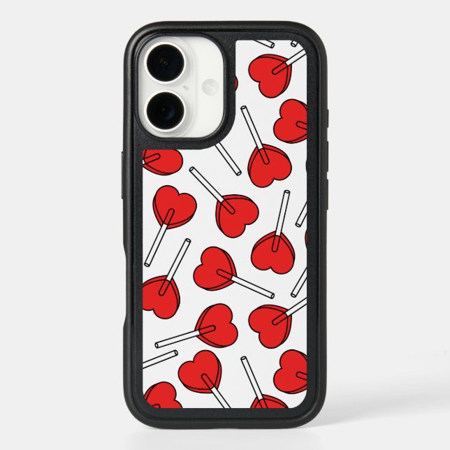 Red Lollipops, Heart Lollipops, Lollipop Pattern Otterbox iPhone Case (Back)