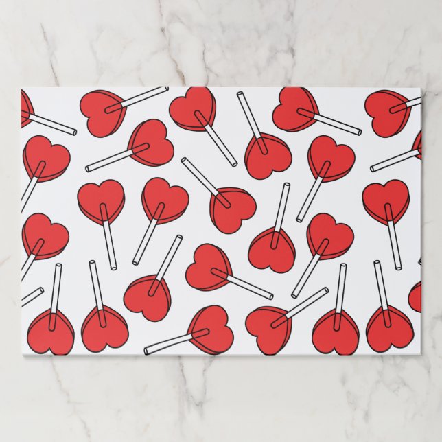Red Lollipops, Heart Lollipops, Lollipop Pattern Paper Pad (Front)