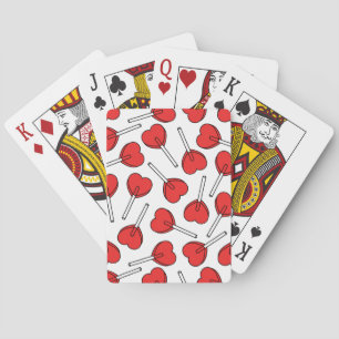 Red Lollipops, Heart Lollipops, Lollipop Pattern Poker Cards