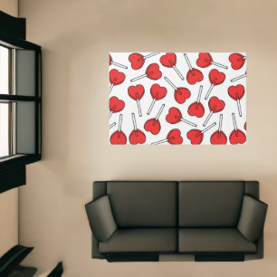 Red Lollipops, Heart Lollipops, Lollipop Pattern Rug
