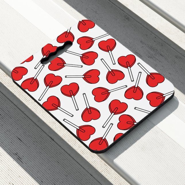 Red Lollipops, Heart Lollipops, Lollipop Pattern Seat Cushion (In Situ)