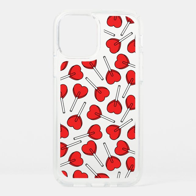 Red Lollipops, Heart Lollipops, Lollipop Pattern Speck iPhone 12 Case (Front)
