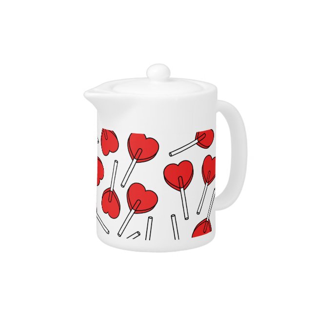 Red Lollipops, Heart Lollipops, Lollipop Pattern Teapot (Right)