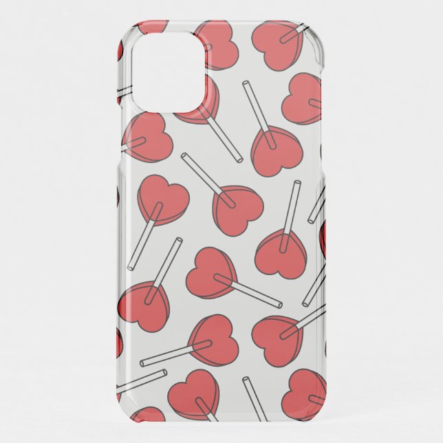 Red Lollipops, Heart Lollipops, Lollipop Pattern Uncommon iPhone Case (Back)