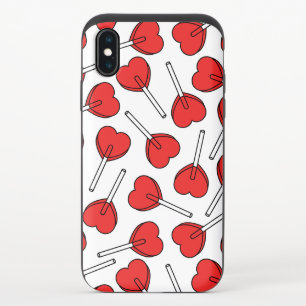 Red Lollipops, Heart Lollipops, Lollipop Pattern iPhone X Slider Case