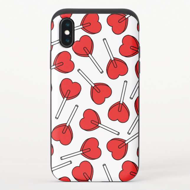 Red Lollipops, Heart Lollipops, Lollipop Pattern Uncommon iPhone Case (Back)