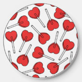 Red Lollipops, Heart Lollipops, Lollipop Pattern Wireless Charger (Front)