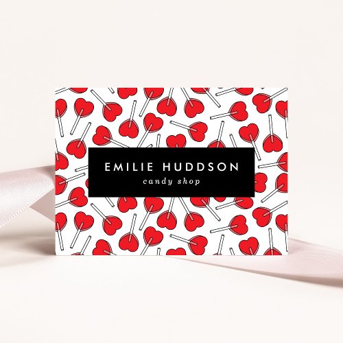 Red Lollipops Heart Lollipops Lolly Candy Shop Business Card