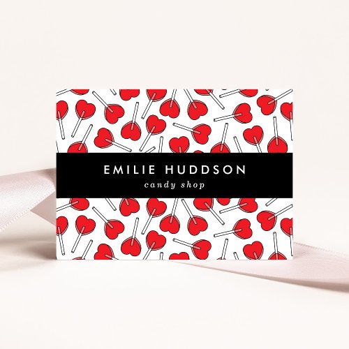 Red Lollipops Heart Lollipops Lolly Candy Shop Business Card