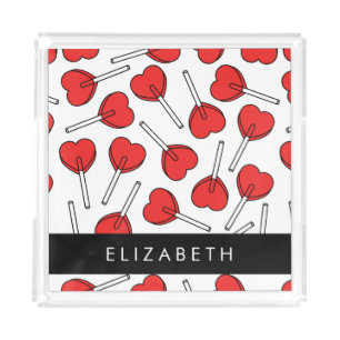 Red Lollipops, Heart Lollipops, Lolly, Your Name Acrylic Tray