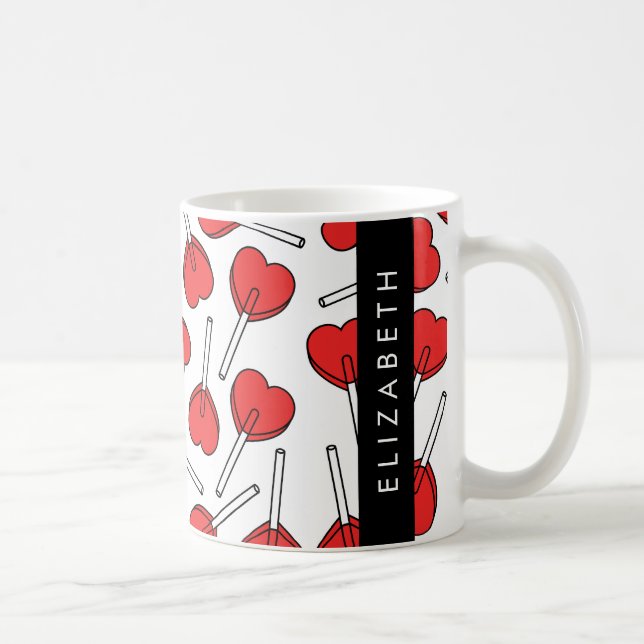 Red Lollipops, Heart Lollipops, Lolly, Your Name Coffee Mug (Right)