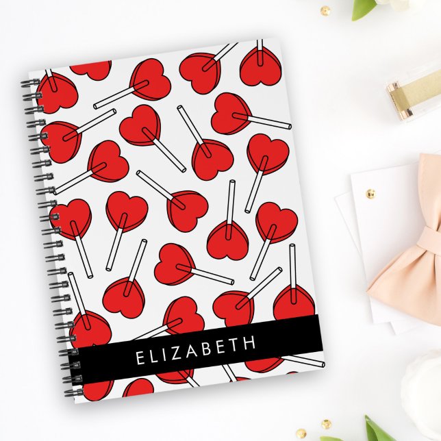 Red Lollipops, Heart Lollipops, Lolly, Your Name Notebook (Creator Uploaded)