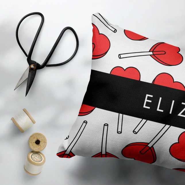 Red Lollipops, Heart Lollipops, Lolly, Your Name Pillow Case (Creator Uploaded)