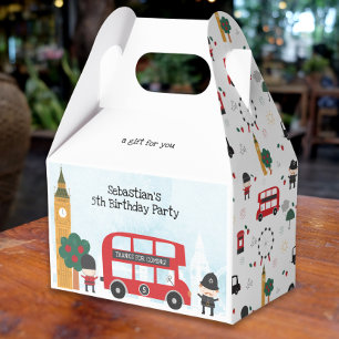 Red London Bus and Clock Tower Kids Birthday Party Favor Boxes