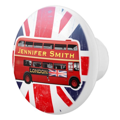 Red London Bus Ceramic Knob