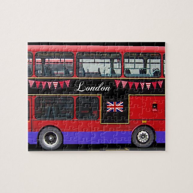 Red London Bus Double Decker Jigsaw Puzzle (Horizontal)