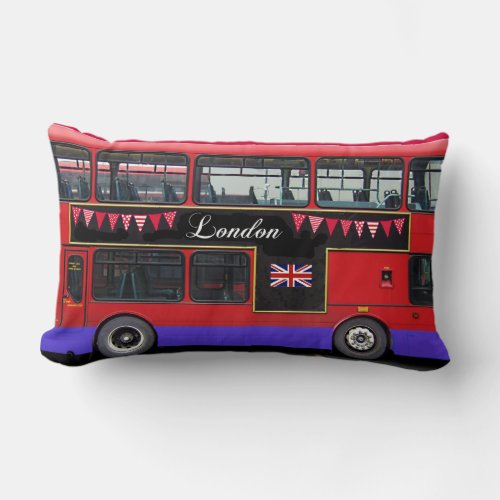 Red London Bus Double Decker Lumbar Pillow