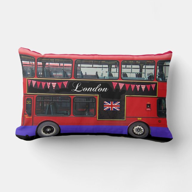 Red London Bus Double Decker Lumbar Pillow (Front)