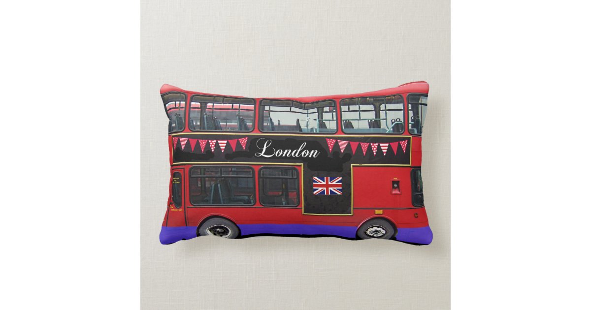 Red London Bus Double Decker Lumbar Pillow