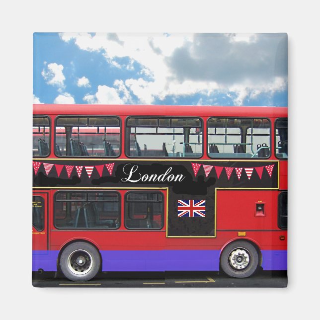Red London Bus Double Decker Magnet (Front)