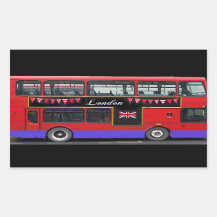Red London Bus Double Decker Rectangular Sticker