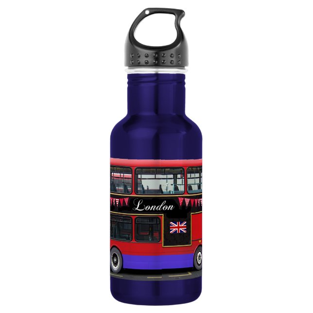 Red London Bus Double Decker Water Bottle (Front)