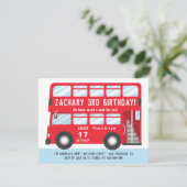 Red London Bus Kids Birthday Party Invitation (Standing Front)