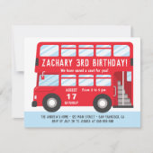 Red London Bus Kids Birthday Party Invitation (Front)