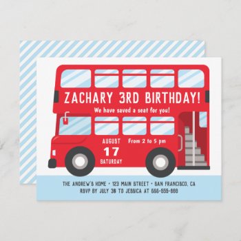 Red London Bus Kids Birthday Party Invitation by RustyDoodle at Zazzle
