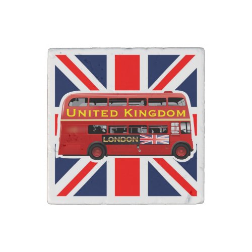 Red London Bus Stone Magnet