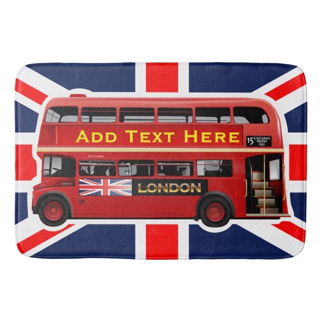 Red London Bus Themed Bathroom Mat (Front)