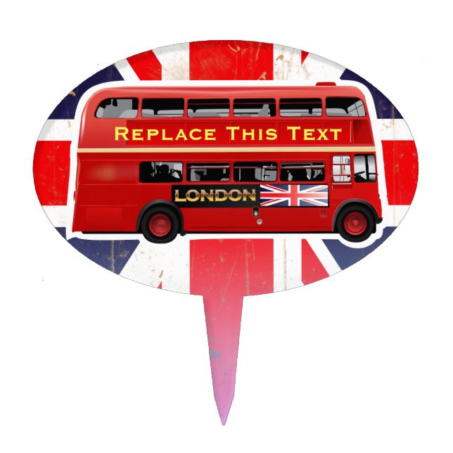 Red London Bus Themed Cake Topper (Front)