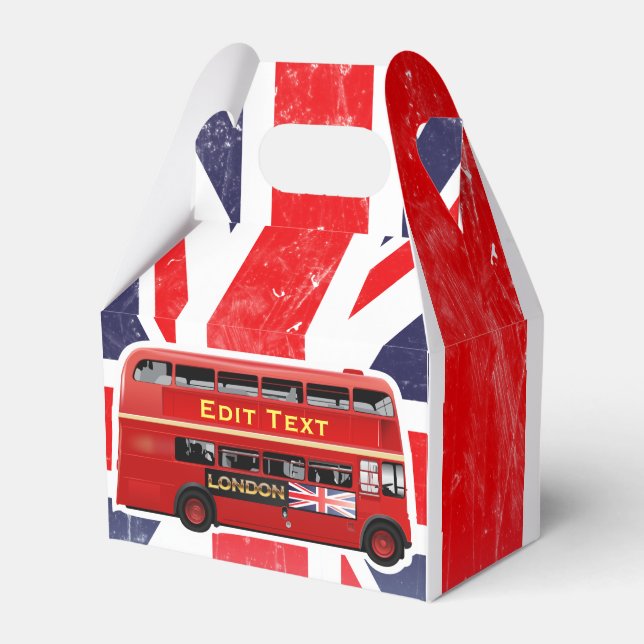 Red London Bus Themed Favor Boxes (Front Side)