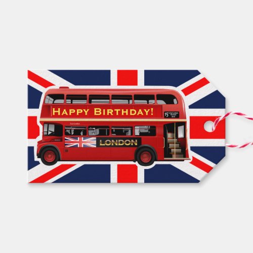 Red London Bus Themed Gift Tags