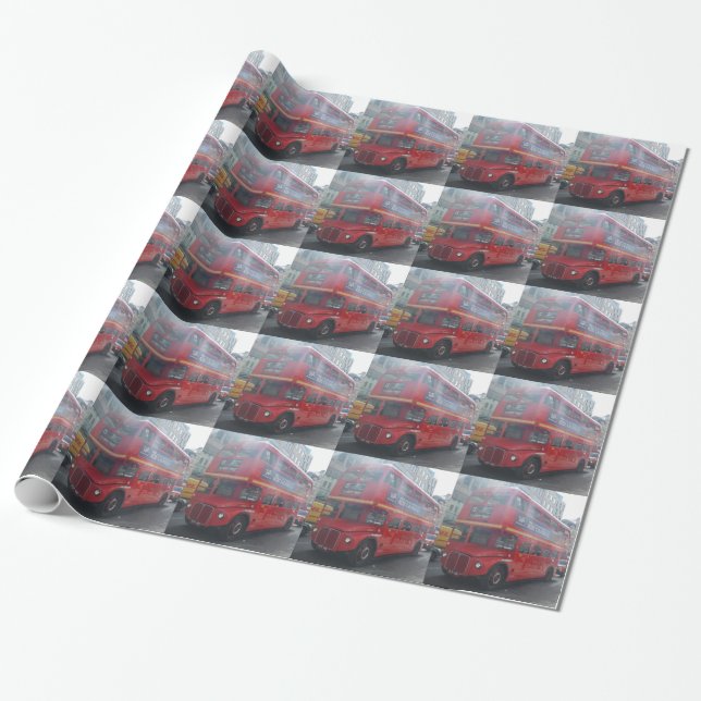 Red London Bus Wrapping Paper (Unrolled)