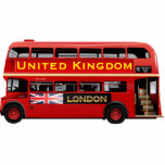 Red London Double Decker Bus Cutout<br><div class="desc">This vintage double-decker bus is a popular symbol of London and Britain. Personalize this cutout today with any text you like and instantly turn it into a truly unique souvenir!</div>