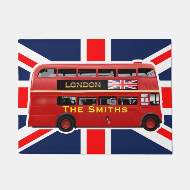 Red London Double Decker Bus Doormat (Front)