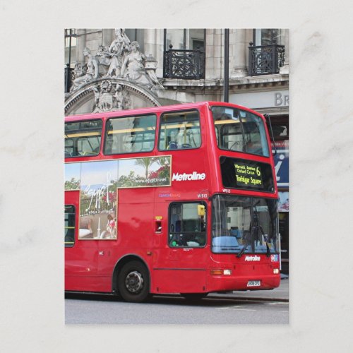 Red London Double Decker Bus England Postcard