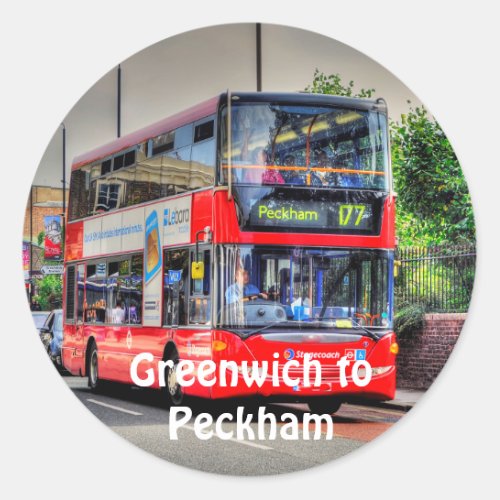 Red London Double_Decker Bus _ England UK Classic Round Sticker