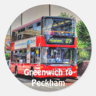 Red London Double-Decker Bus - England, UK Classic Round Sticker