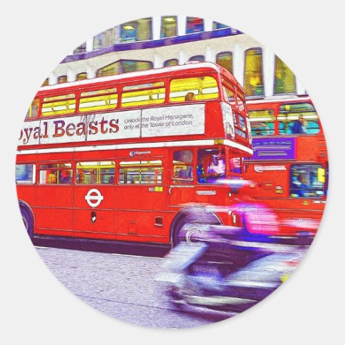 Red London Double_Decker Bus _ England UK Classic Round Sticker