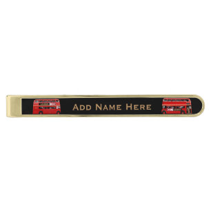 Red London Double Decker Bus Gold Finish Tie Clip