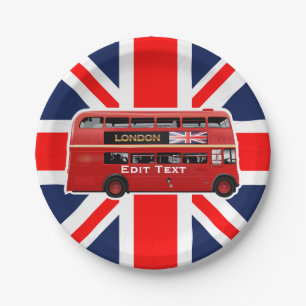 Red London Double Decker Bus Paper Plates