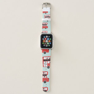 Red London Double Decker Bus Seamless Pattern vint Apple Watch Band